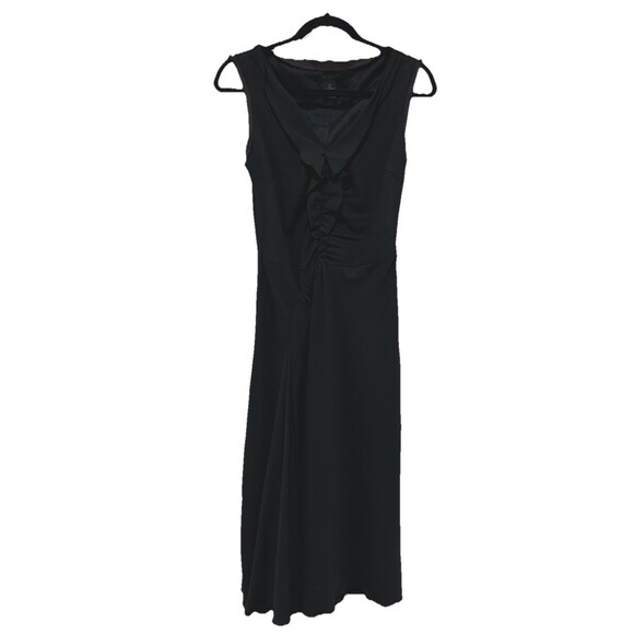 The Limited Black Ruffled Ruched Fit & Flare Midi Dress Womens 4 Stretchy Comfy - Picture 1 of 10
